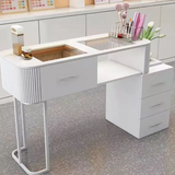 Chic Elegance: White Japanese Glass Single Light Luxury Manicure Table