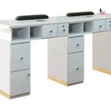Two-Seat Manicure Table with Extensive Drawer Storage