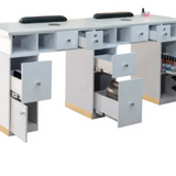 Two-Seat Manicure Table with Extensive Drawer Storage