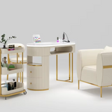 LuxeGlow White Nail Table – Elegant Beauty Spa Furniture for Gel Nails L23