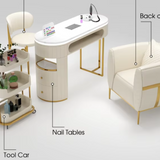 LuxeGlow White Nail Table – Elegant Beauty Spa Furniture for Gel Nails L23