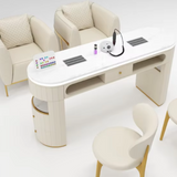 LuxeGlow White Nail Table – Elegant Beauty Spa Furniture for Gel Nails L23