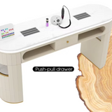 LuxeGlow White Nail Table – Elegant Beauty Spa Furniture for Gel Nails L23