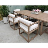 Modern Teakwood Outdoor Dining Set – Premium Rectangular Patio Table & Stackable Chairs for Garden, Deck & Villa Living