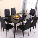 ✨ NordicGlow™ 6-Seater Glass Dining Set – PU Leather Chairs & Sleek Black Table | Modern Kitchen & Dining Elegance
