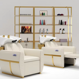 LuxoRelax Electric Shampoo Chair Set – Modern Black Salon Furniture with Back Massage